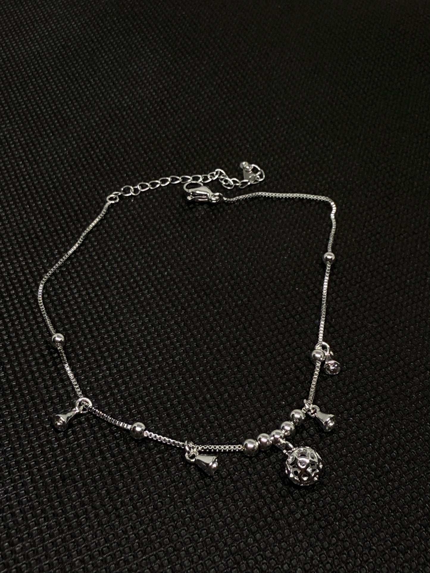 Dainty hollowed ball anklet