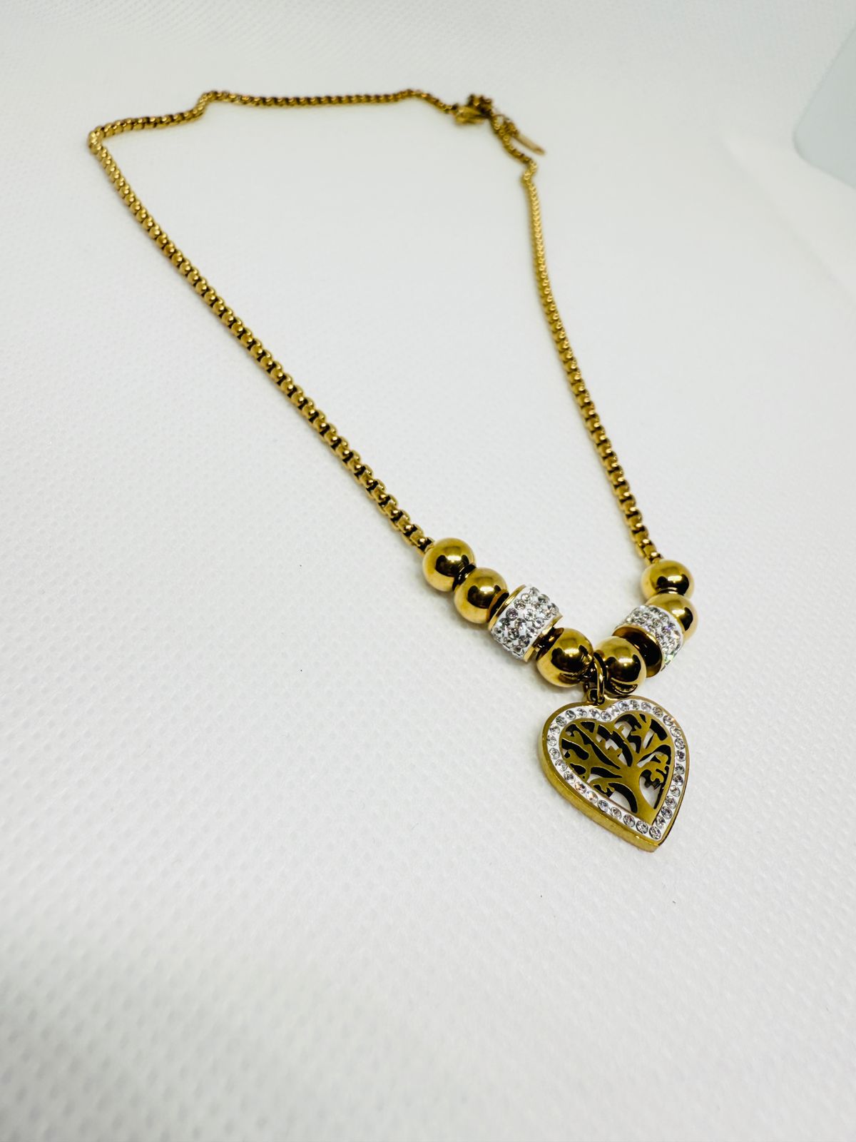 Heart zircon life tree necklace
