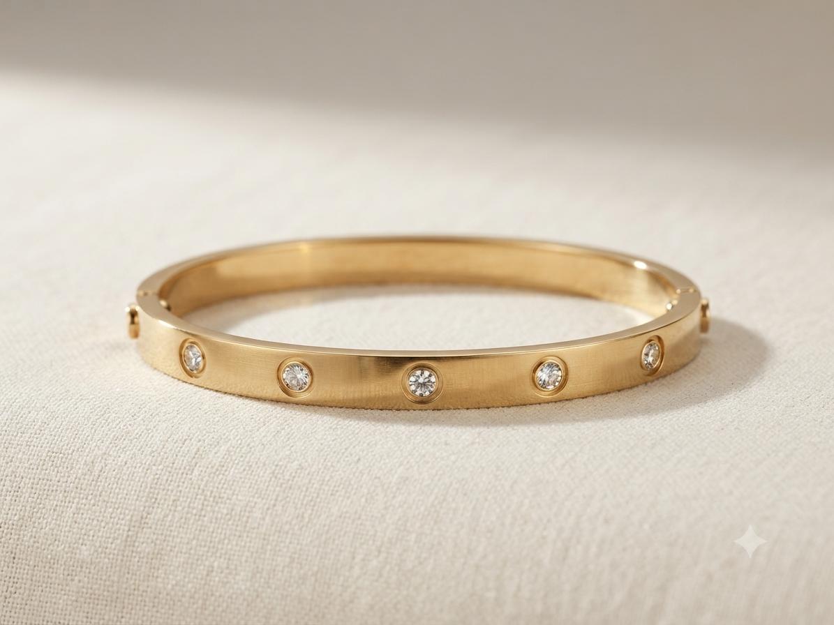 Pavé Crystal Bezel Cuff Bracelet
