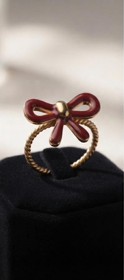 Elegance Enamel Bow Statement Ring