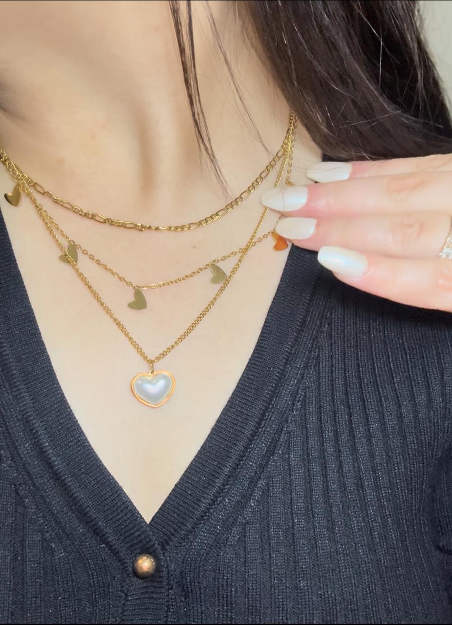 Gold plated pearl heart pendant