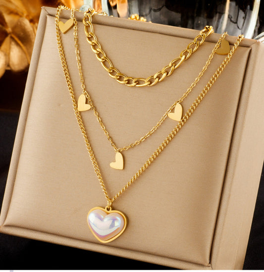 Gold plated pearl heart pendant
