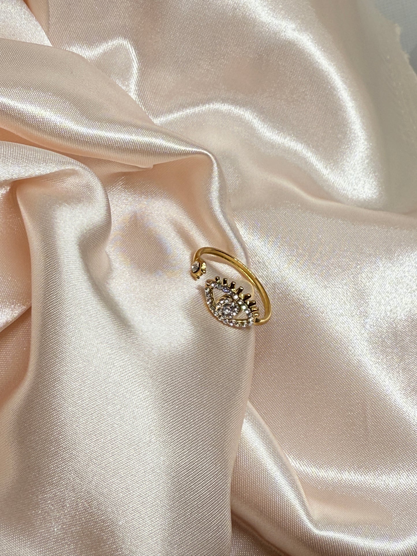 Evil eye cuff ring