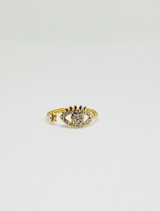 Evil eye cuff ring