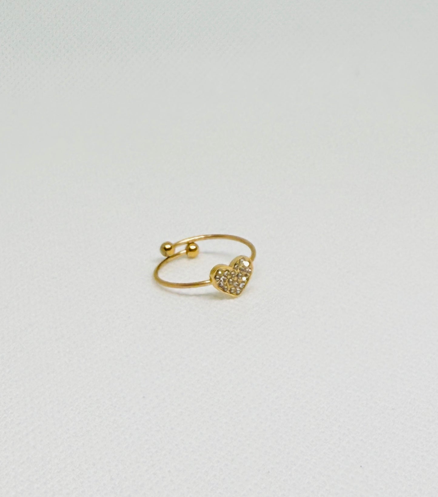 Sparkle heart adjustable ring