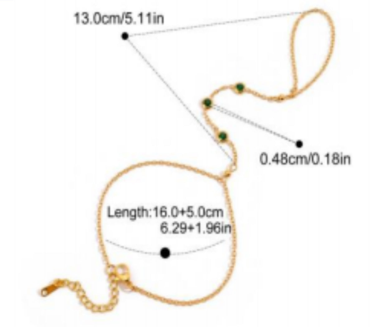 Zircon chain finger bracelet