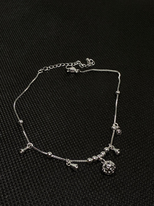Dainty hollowed ball anklet