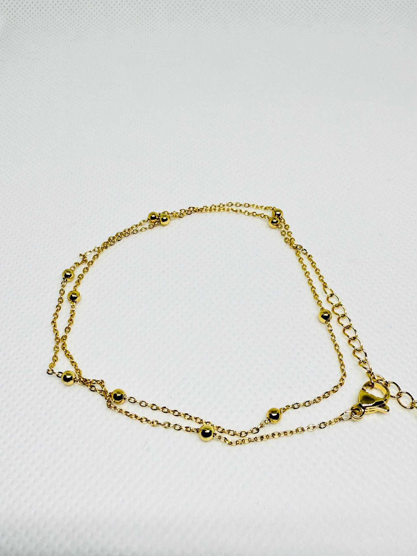 Double layer bead chain anklet
