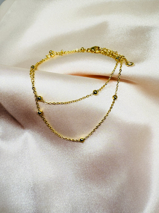 Double layer bead chain anklet