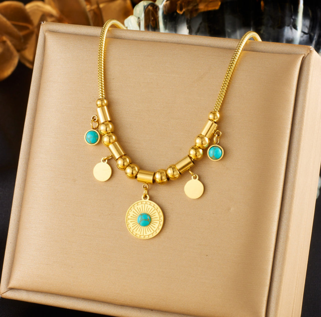 Daisy round turquoise bracelet