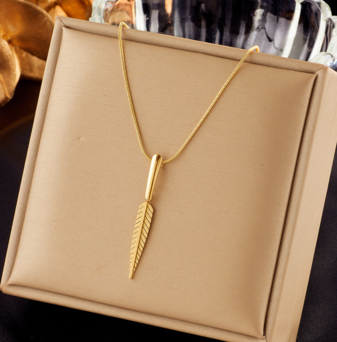 Gold plated leaf pendant