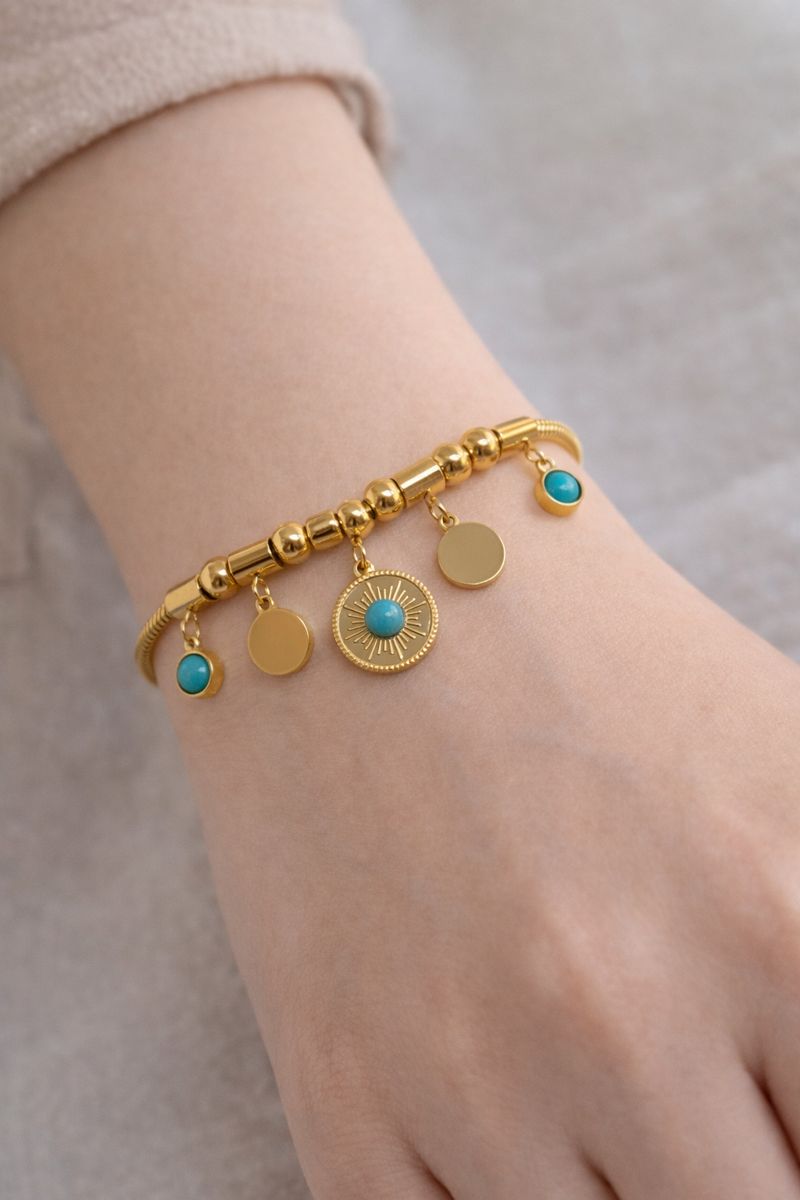Daisy round turquoise bracelet