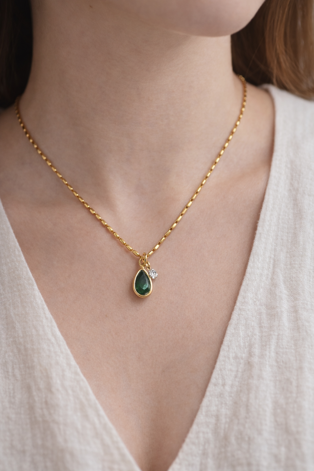 Green drill drop  pendant