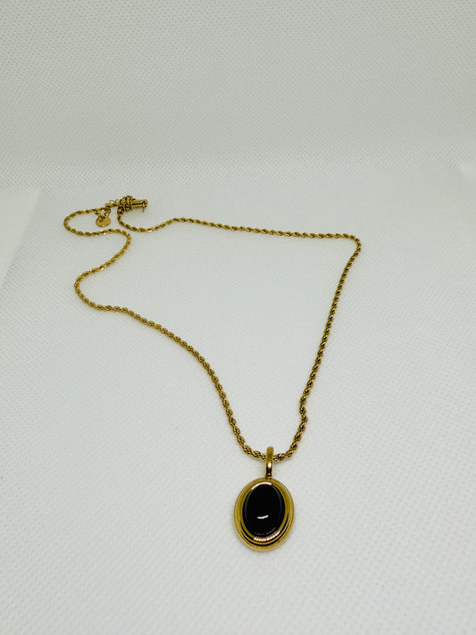 Mini black gallstone pendant