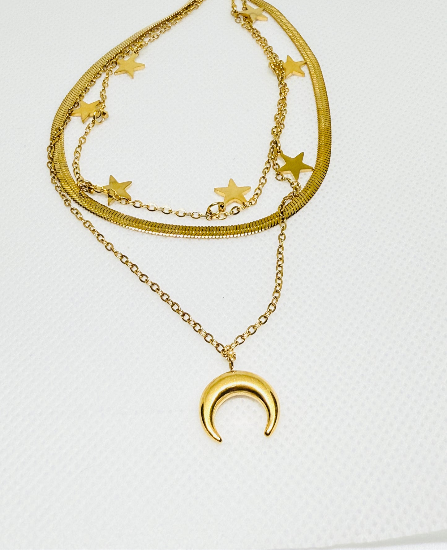 Triple layer stars moon pendant