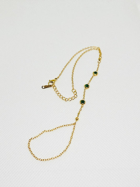 Zircon chain finger bracelet