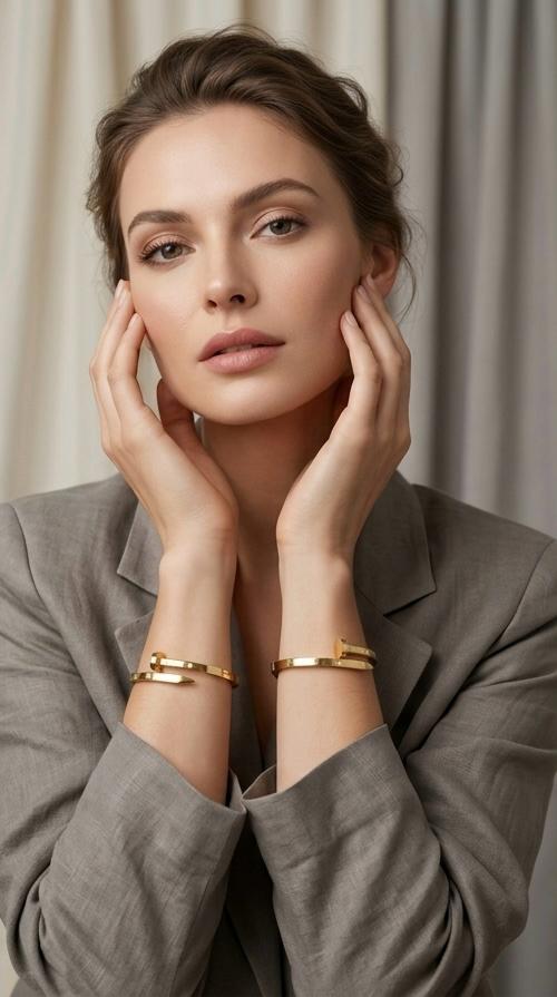 Modernist Luxury Wrap-Around Nail Bangle – 18K Gold Plated