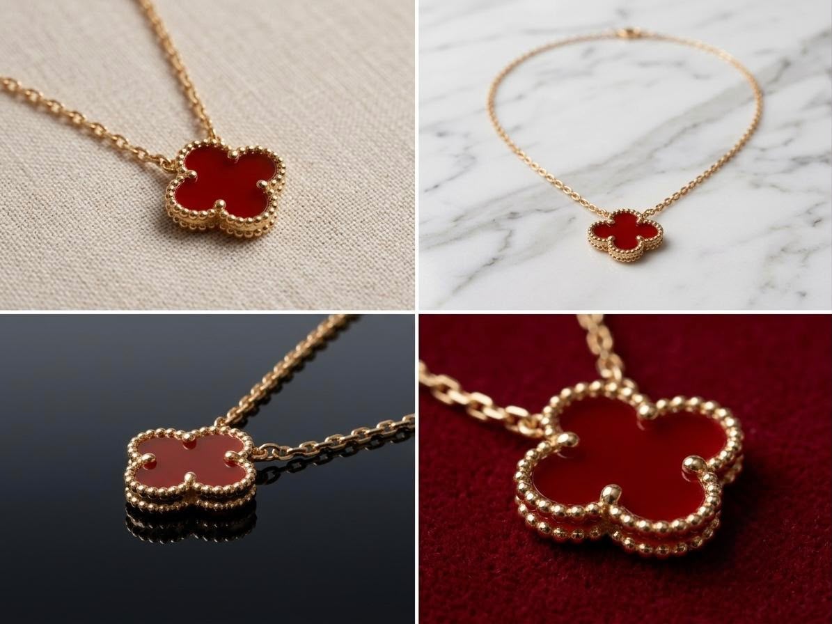 Red Clover Pendant Necklace