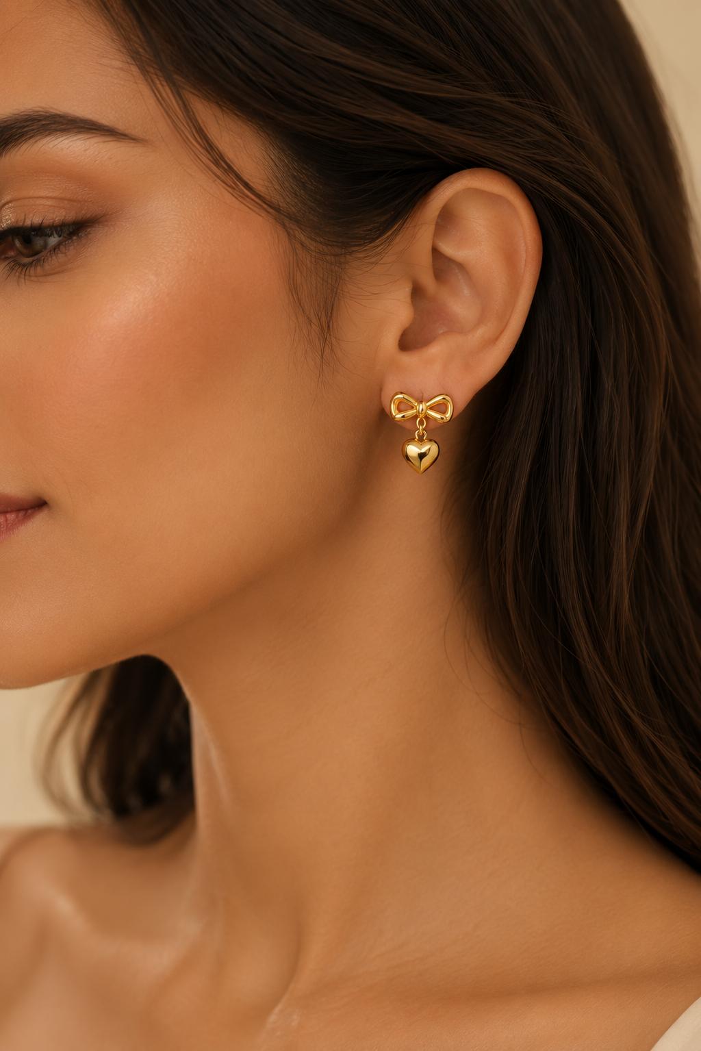 Sweetheart Bow Drop Earrings