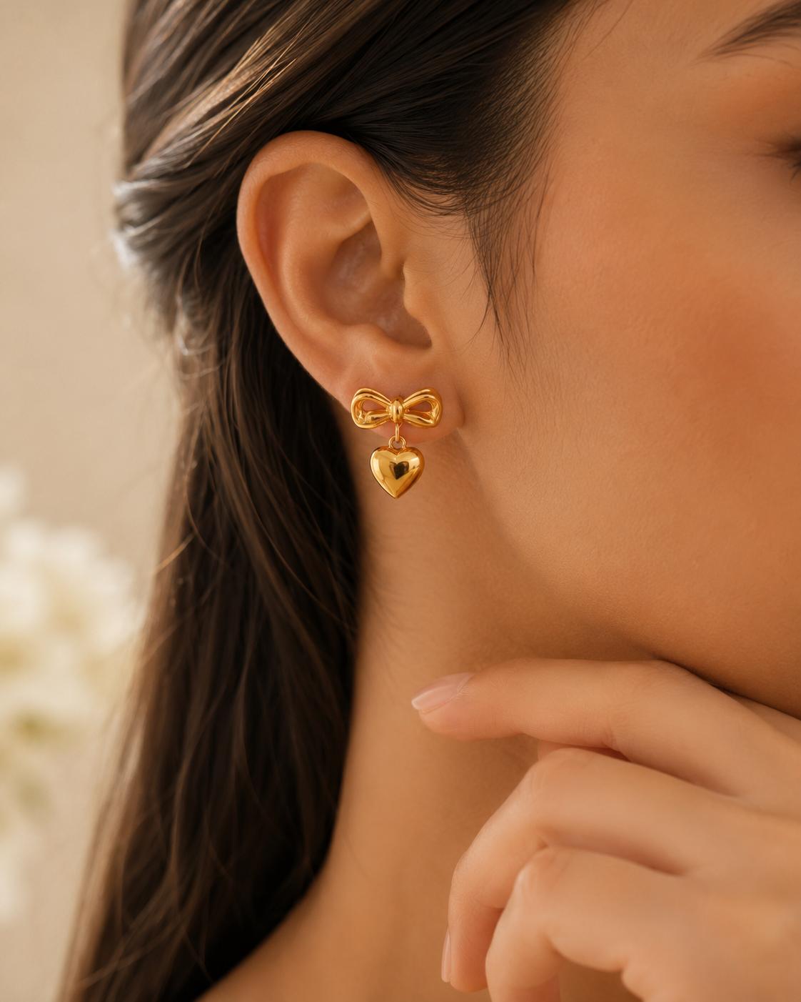 Sweetheart Bow Drop Earrings