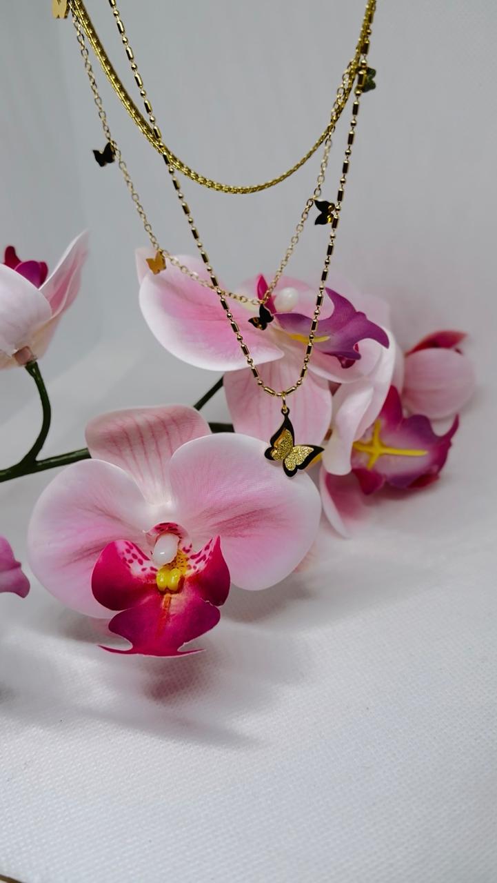 3 layer chain butterfly pendant