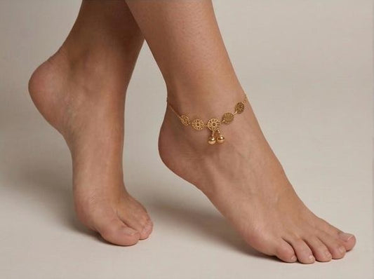 Vintage Filigree Coin & Charm Anklet – 18K Gold Plated Stainless Steel