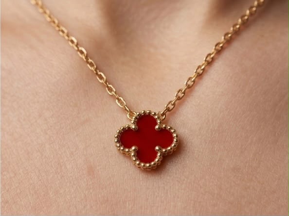 Red Clover Pendant Necklace