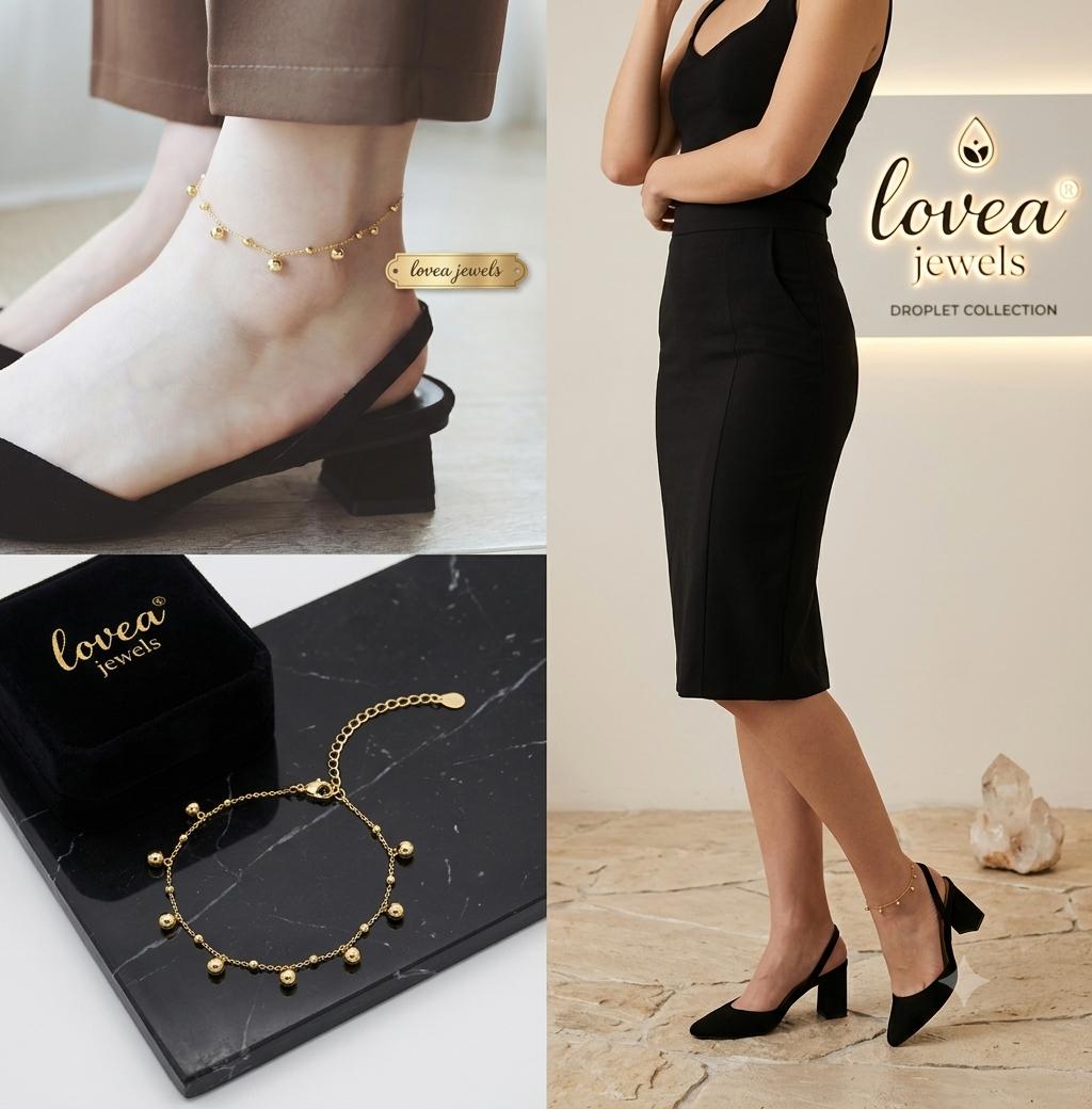 Gold Bead Drop Anklet